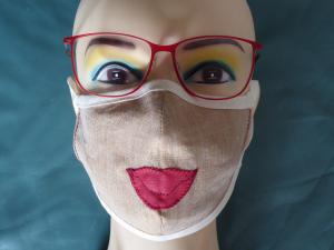 Maske aus dünnem Leinen, 100°waschbar mit Innentasche für zusätzlichen Filter 